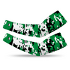 Athletic sports compression arm sleeve for youth and adult football, basketball, baseball, and softball printed with digicamo green, black, white in Boston Celtics colors