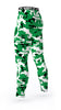 Custom athletic team compression tights with BOSTON CELTICS team colors- green, black, white