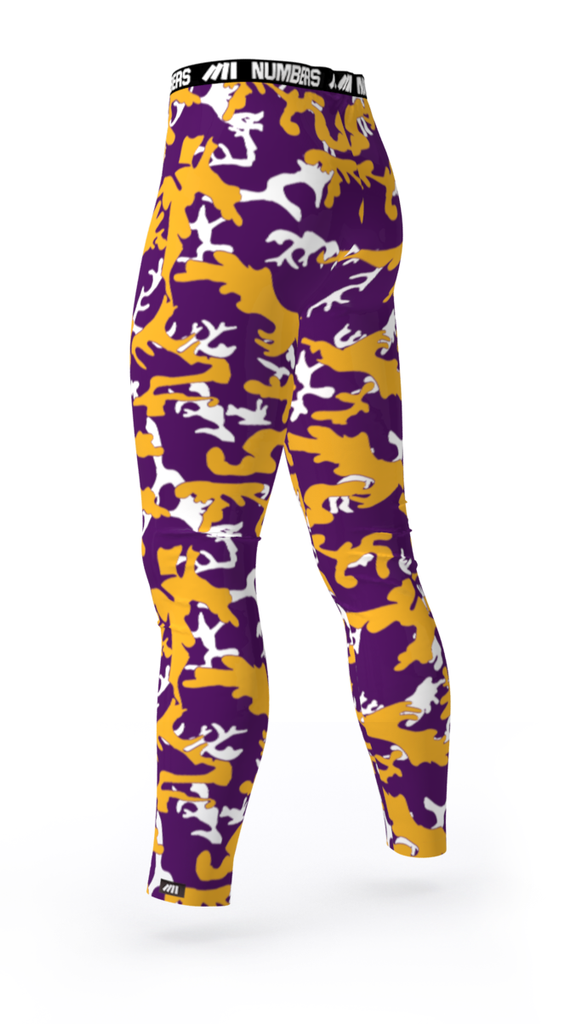 LOS ANGELES LAKERS COMPRESSION TIGHTS FOR CROSSFIT GYM WORKOUT ATHLETIC CLOTHING MATCHING YOUTH SPORTS TEAM UNIFORM COLORS YELLOW PURPLE WHITE