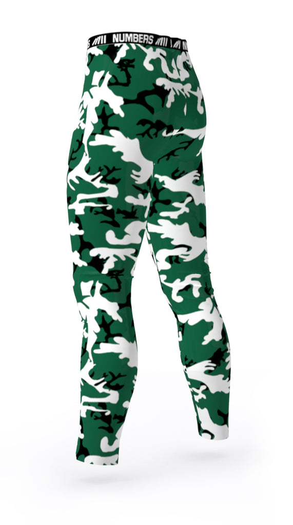 NEW YORK JETS COLORS ATHLETIC COMPRESSION TIGHTS FOR SPORTS TEAMS UNIFORMS; GREEN, WHITE, BLACK