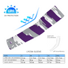 Athletic sports compression arm sleeve for youth and adult football, basketball, baseball, and softball printed with purple, gray, and white colors. 