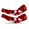 Athletic sports compression arm sleeve for youth and adult football, basketball, baseball, and softball printed with camo maroon, black, white