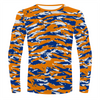 Athletic sports performance shirt for youth and adult football, basketball, baseball, softball, practice, training, etc. printed with orange, blue, white colors of the New York Mets