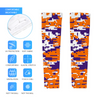 Athletic sports compression arm sleeve for youth and adult football, basketball, baseball, and softball printed with digicamo orange, purple, white Clemson Tigers