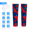 Athletic sports compression arm sleeve for youth and adult football, basketball, baseball, and softball printed with navy blue, baby blue, red