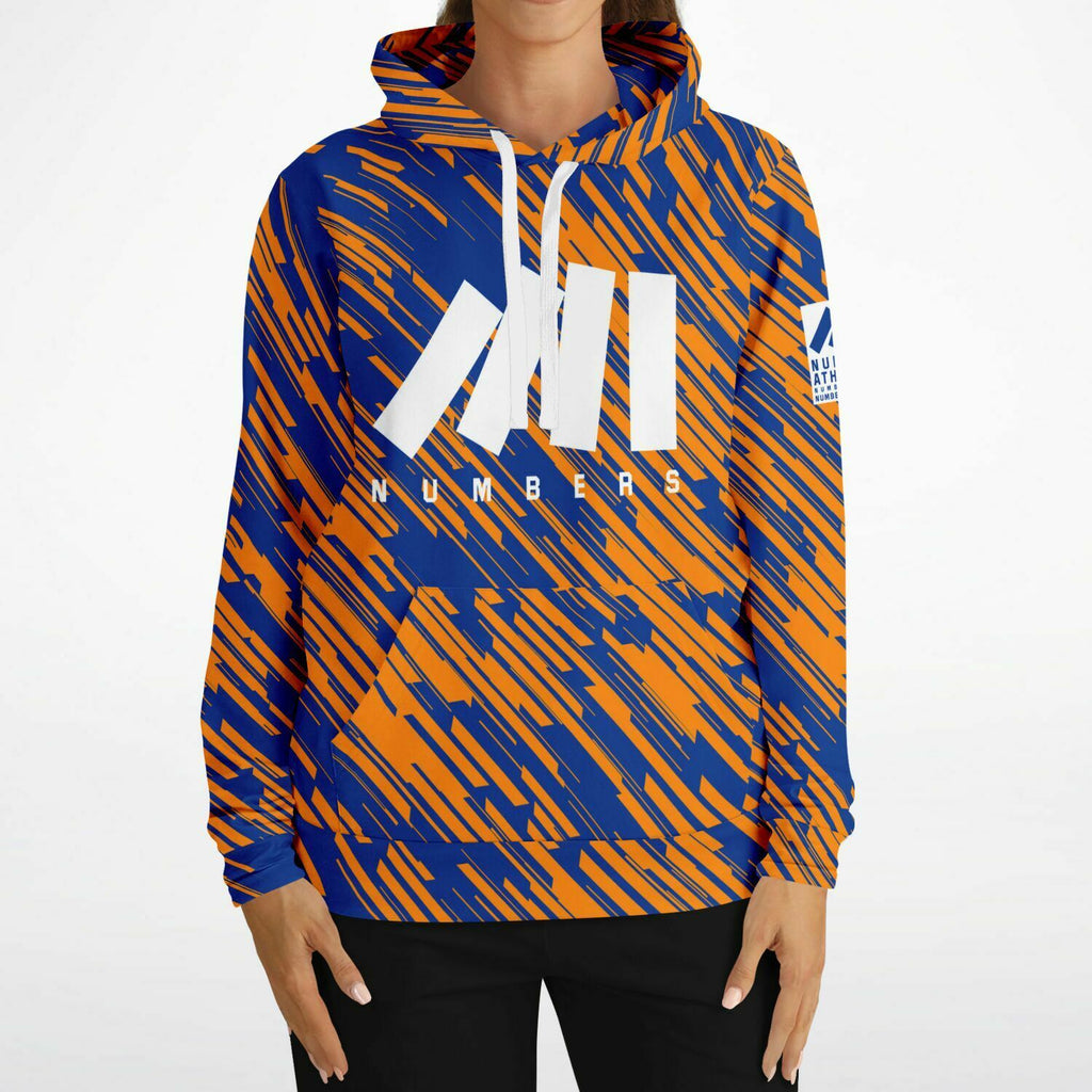 Super comfy athletic hoodie for adults matching your team colors printed with orange, blue, white New York Mets colors