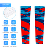 Athletic sports compression arm sleeve for youth and adult football, basketball, baseball, and softball printed with navy blue, baby blue, and red colors Tennessee Titans. 