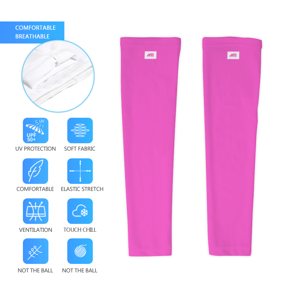 Athletic sports compression arm sleeve for youth and adult football, basketball, baseball, and softball printed with the color pink