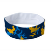 Athletic sports sweatband headband for youth and adult football, basketball, baseball, and softball printed with camo blue, light blue, yellow