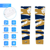 Athletic sports compression arm sleeve for youth and adult football, basketball, baseball, and softball printed with green, navy blue, and gold colors.