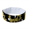 Athletic sports sweatband headband for youth and adult football, basketball, baseball, and softball printed with camo black, gold, and white