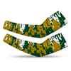 Athletic sports compression arm sleeve for youth and adult football, basketball, baseball, and softball printed with digicamo green, gold, white in Colorado State Rams colors
