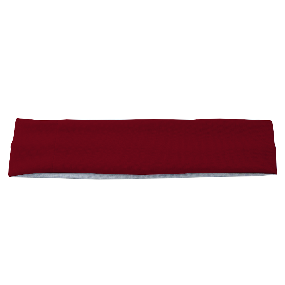 Athletic sports sweatband headband for youth and adult football, basketball, baseball, and softball printed in maroon