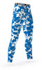 Front view of custom athletic team compression tights with Air Force Falcons colors- blue, white, gray