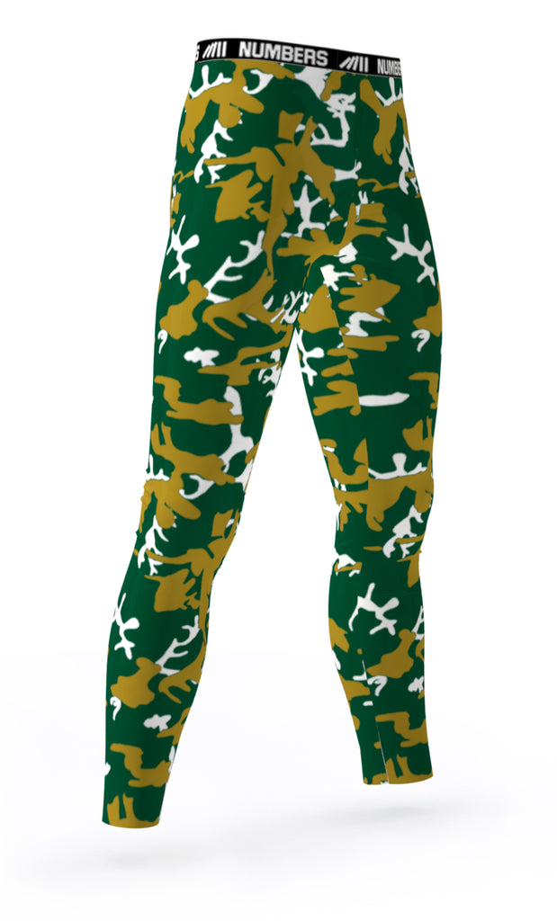 COLORADO STATE RAMS COLORS ATHLETIC COMPRESSION TIGHTS FOR SPORTS TEAMS UNIFORMS; GREEN, GOLD, WHITE