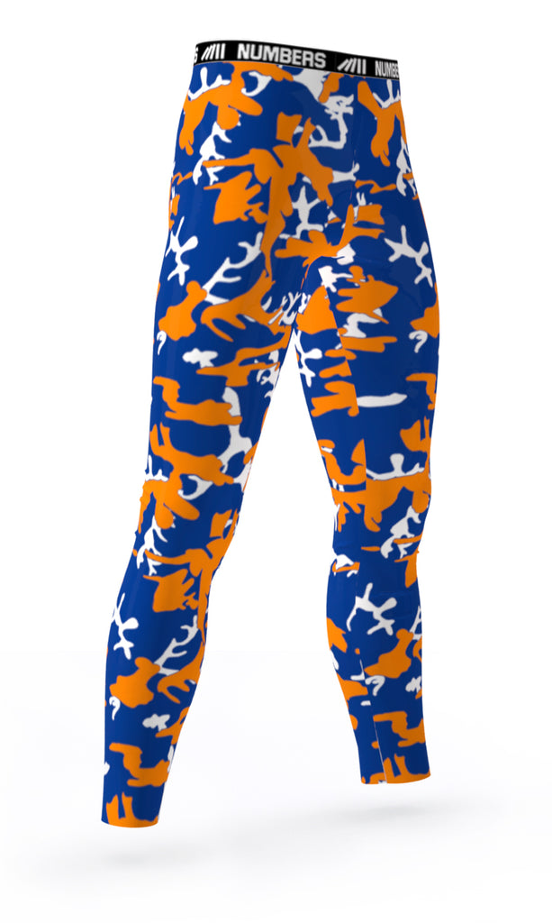 NEW YORK METS COLORS ATHLETIC COMPRESSION TIGHTS FOR SPORTS TEAMS UNIFORMS; BLUE, WHITE, ORANGE